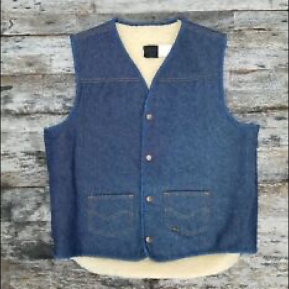 Vintage wool and jean vest